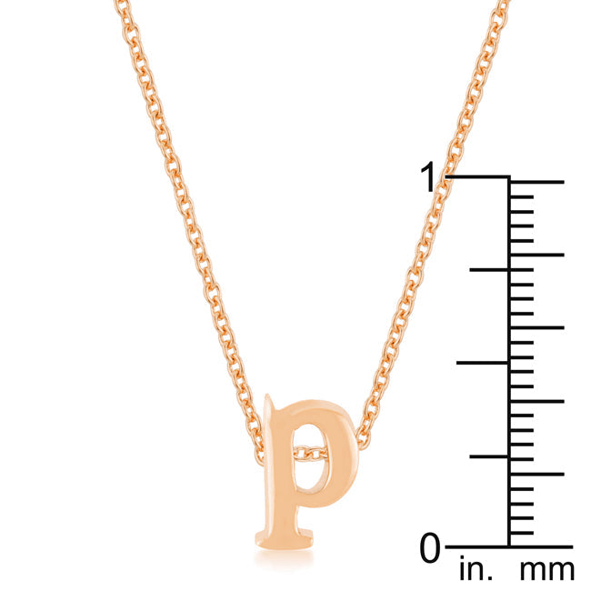 “p” Initial Necklace | Rose Gold