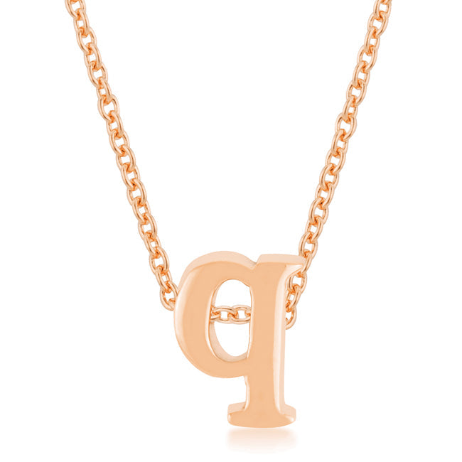 “q” Initial Necklace | Rose Gold