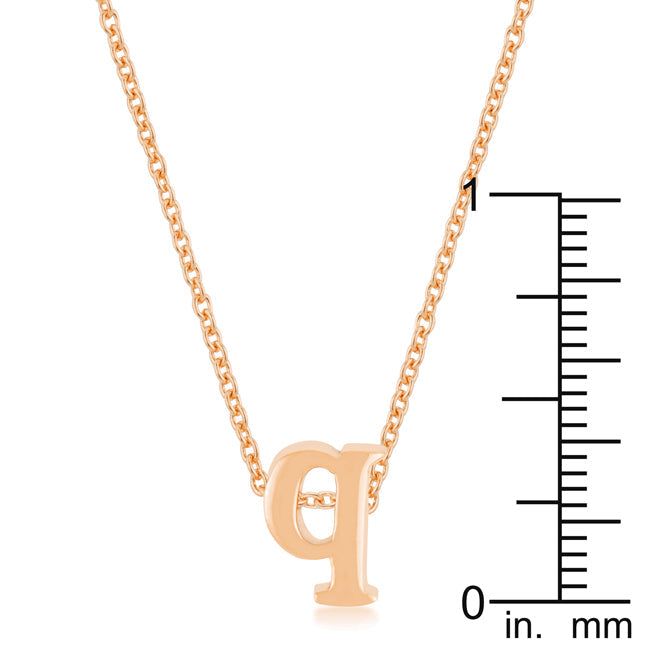 “q” Initial Necklace | Rose Gold