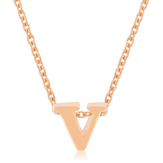 “v” Initial Necklace | Rose Gold