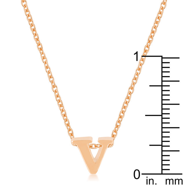 “v” Initial Necklace | Rose Gold