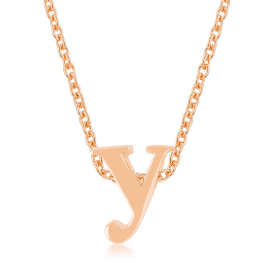 “y” Initial Necklace | Rose Gold