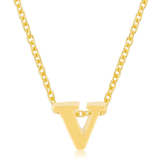 “v” Initial Necklace | Gold