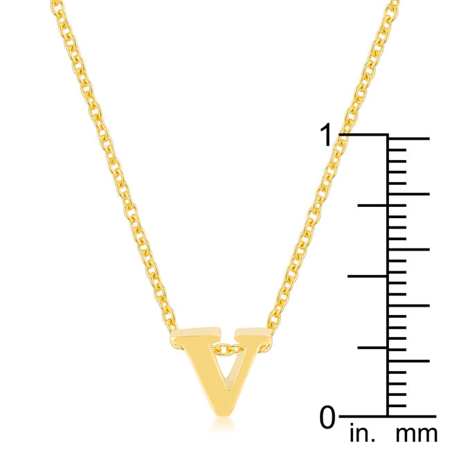 “v” Initial Necklace | Gold