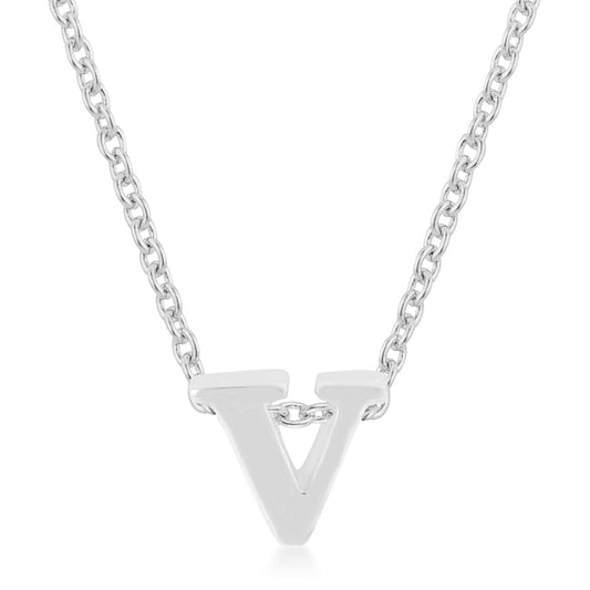 “v” Initial Necklace | Silver