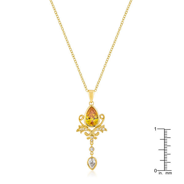 Golden Elegant Teardrop Crest Pendant