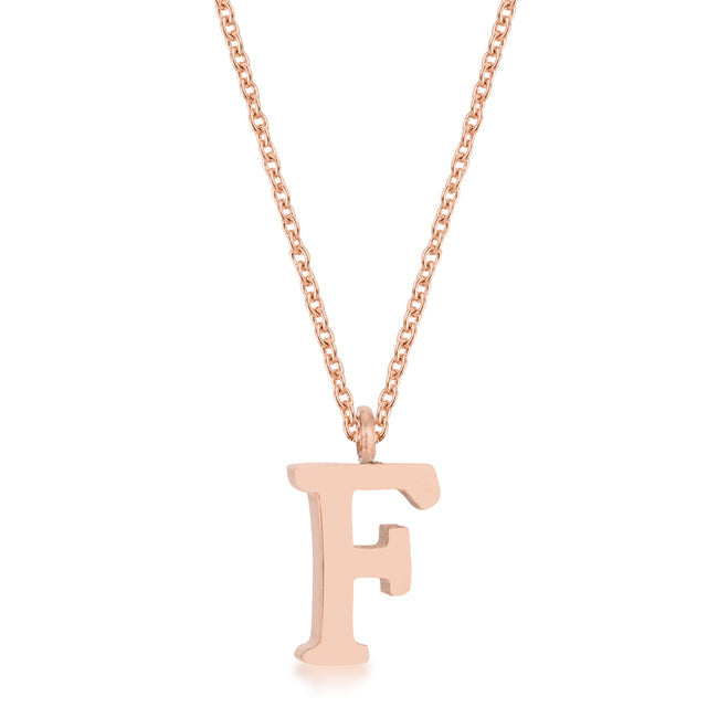 “F” Initial Necklace | Rose Gold