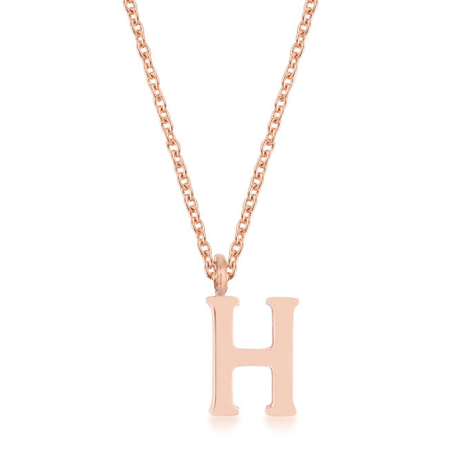 “H” Initial Necklace | Rose Gold