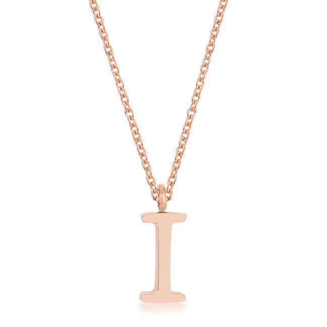 “I” Initial Necklace | Rose Gold