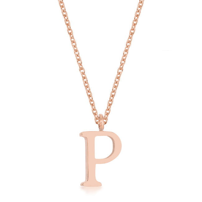 “P” Initial Necklace | Rose Gold