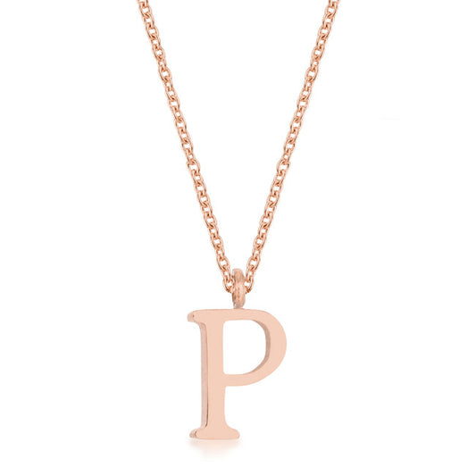 “P” Initial Necklace | Rose Gold