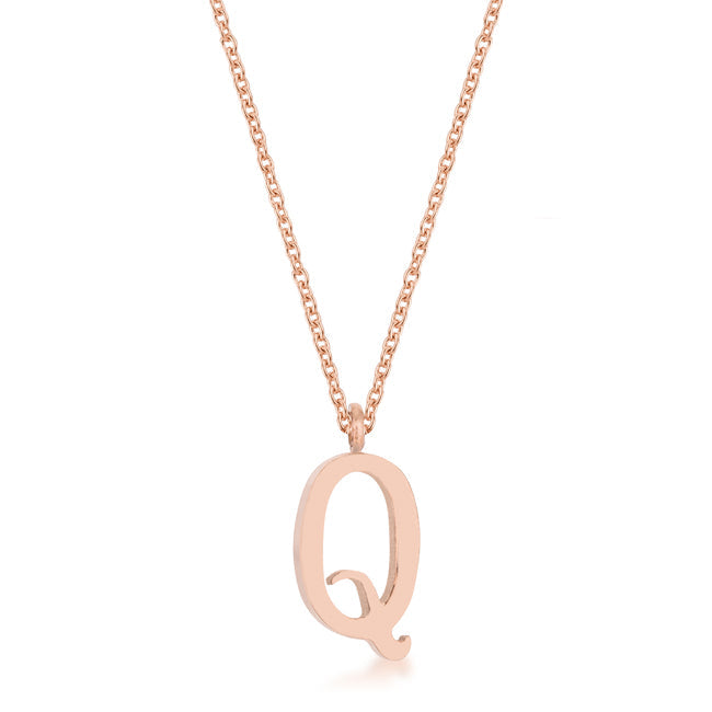 “Q” Initial Necklace | Rose Gold