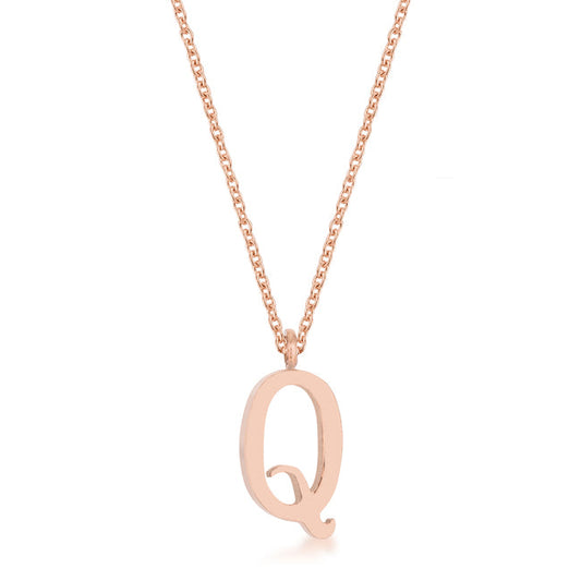 “Q” Initial Necklace | Rose Gold