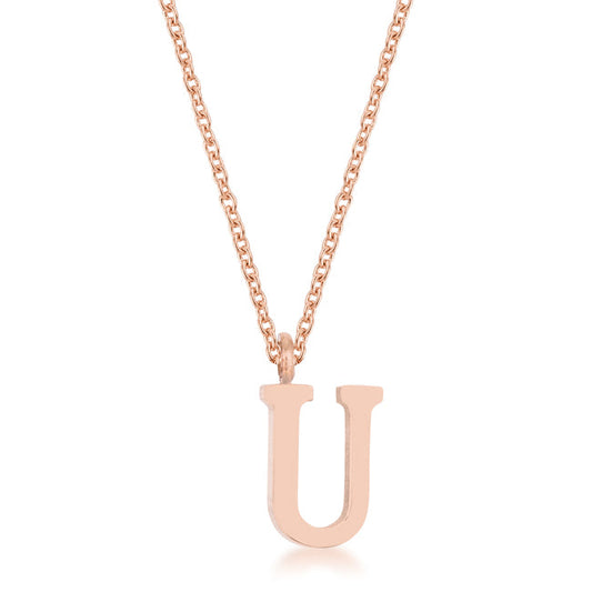 “U” Initial Necklace | Rose Gold