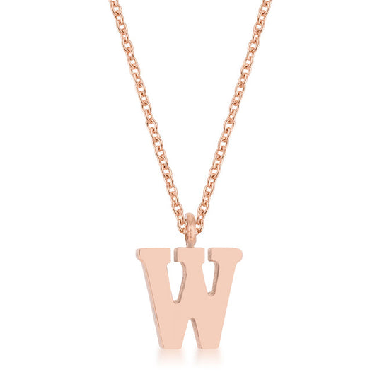 “W” Initial Necklace | Rose Gold