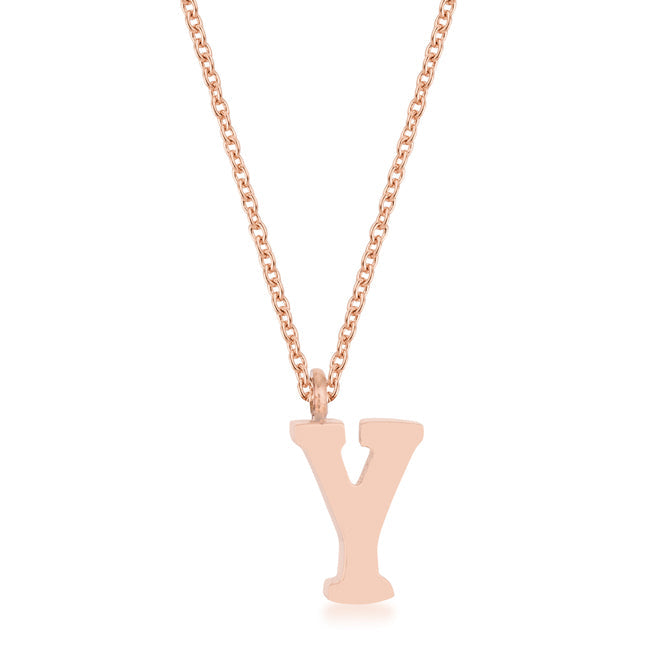 “Y” Initial Necklace | Rose Gold