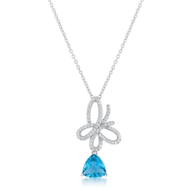 Claudia Butterfly Drop Necklace | Silver