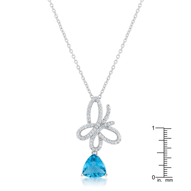 Claudia Butterfly Drop Necklace | Silver