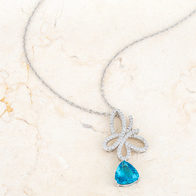 Claudia Butterfly Drop Necklace | Silver