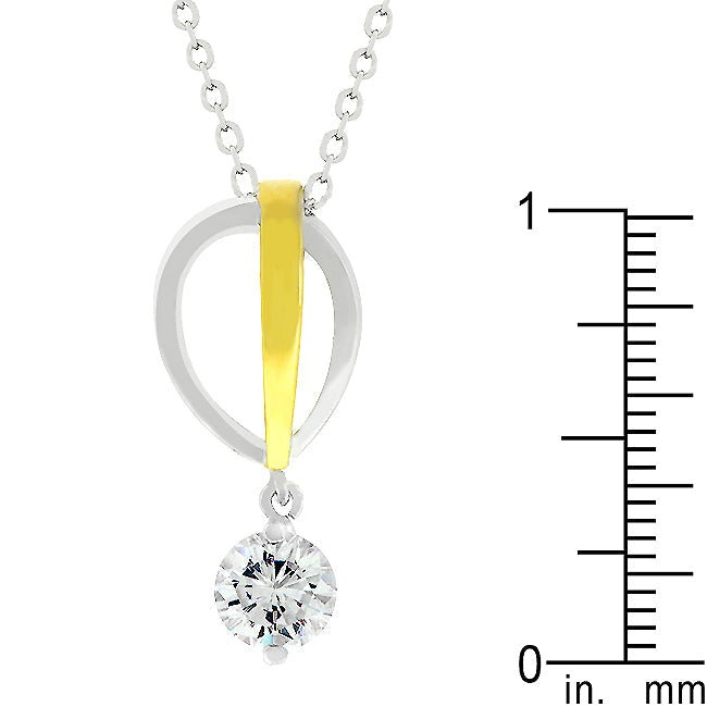 Two-tone Finish Raindrop Cubic Zirconia Pendant