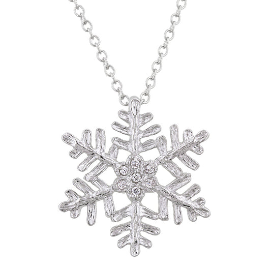 Sparkly Rhinestone Snowflake Pendant | Silver