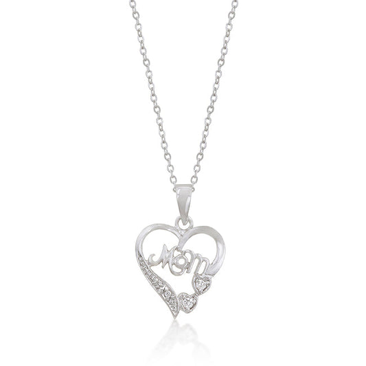 #1 Mom Heart Necklace | Silver