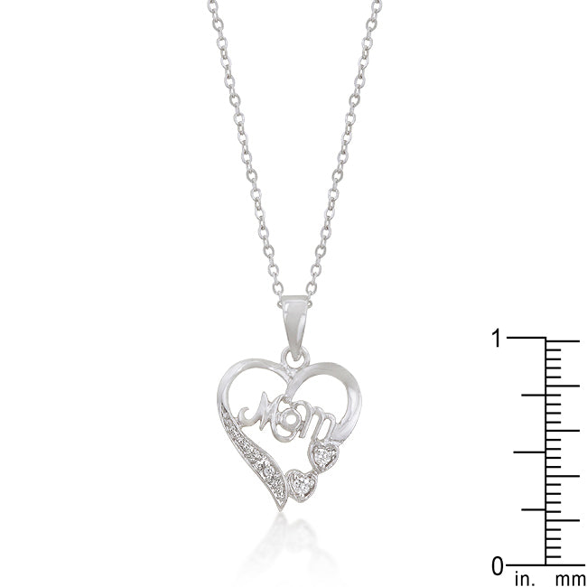 #1 Mom Heart Necklace | Silver