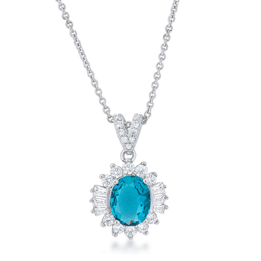 Nell Oval Drop Necklace | Blue | Silver