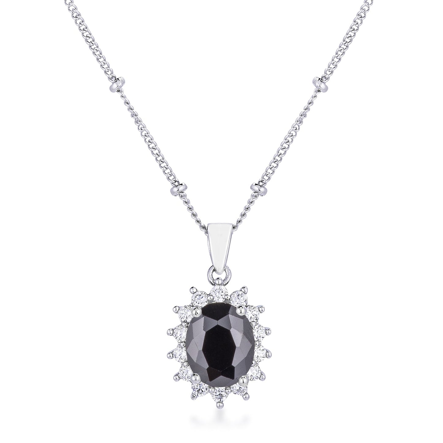 Belleza Oval Pendant | Black | Silver