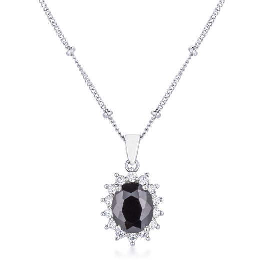 Belleza Oval Pendant | Black | Silver