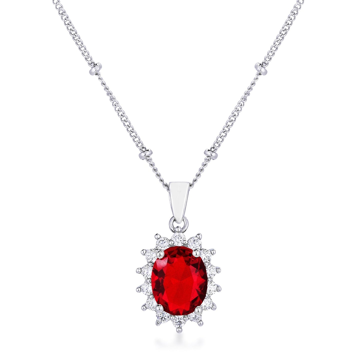 Belleza Oval Pendant | Ruby | Silver