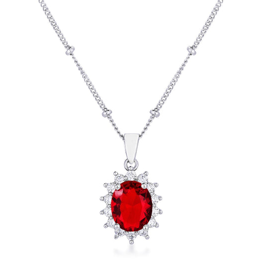 Belleza Oval Pendant | Ruby | Silver