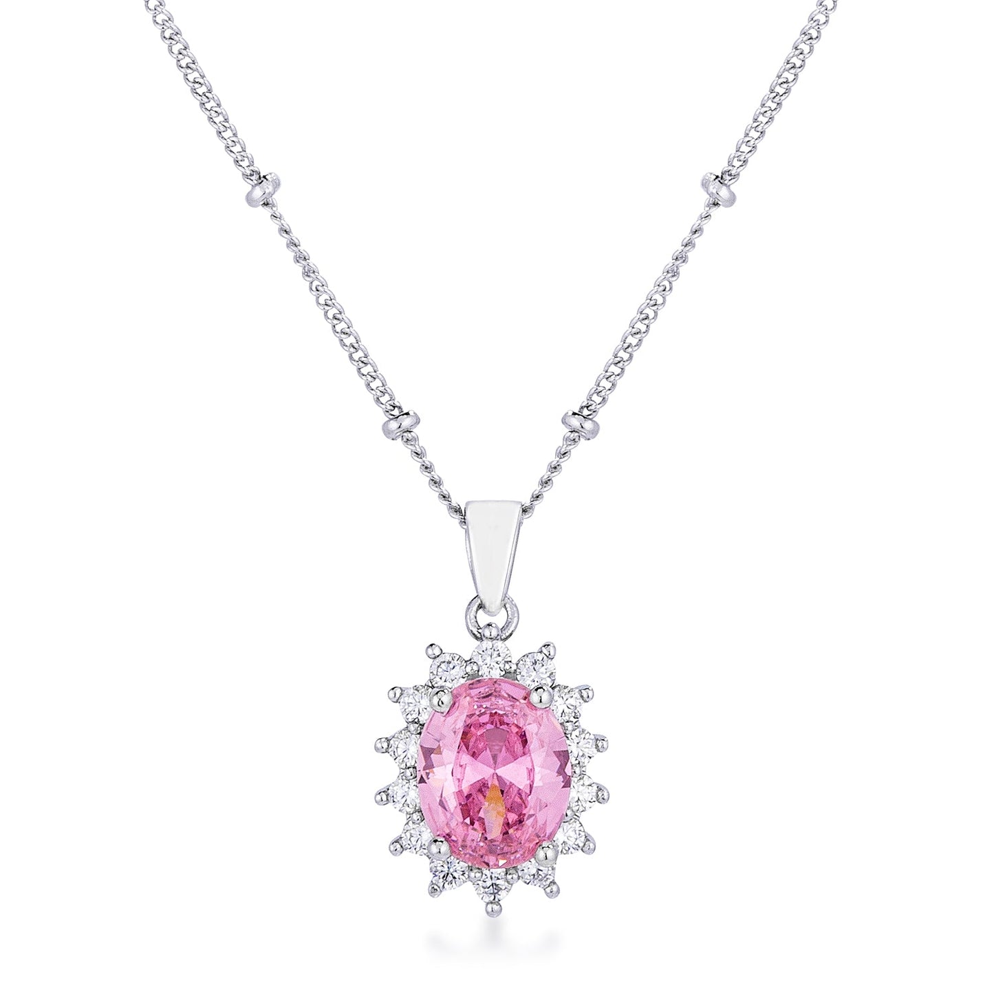 Belleza Oval Pendant | Pink | Silver