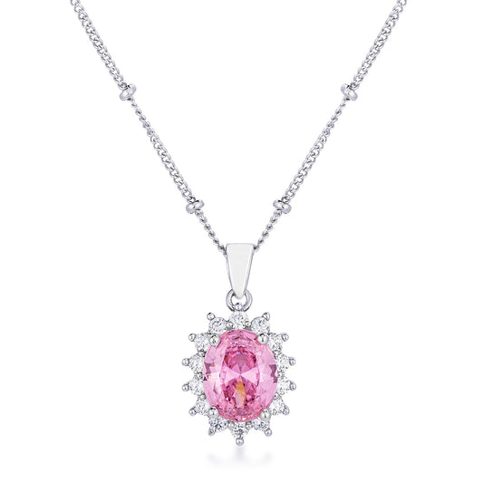 Belleza Oval Pendant | Pink | Silver