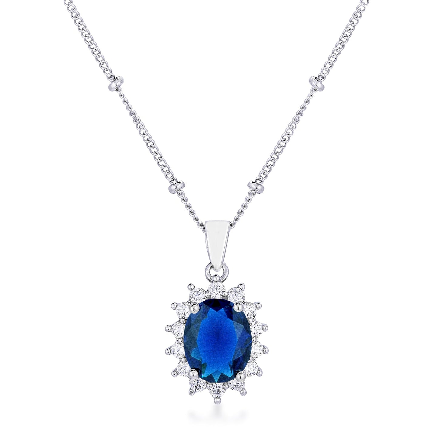 Belleza Oval Pendant | Sapphire | Silver