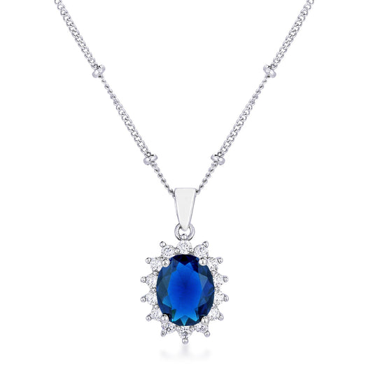 Belleza Oval Pendant | Sapphire | Silver