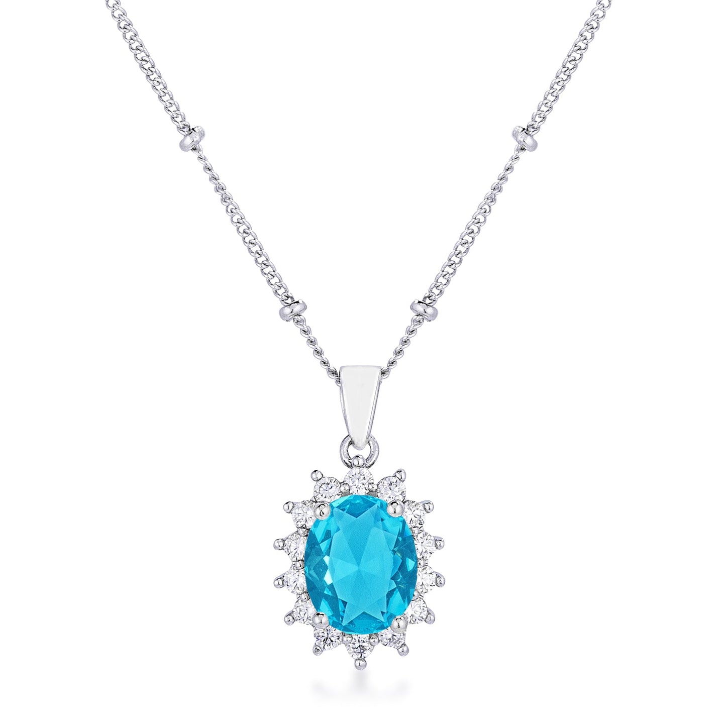 Belleza Oval Pendant | Sky Blue | Silver