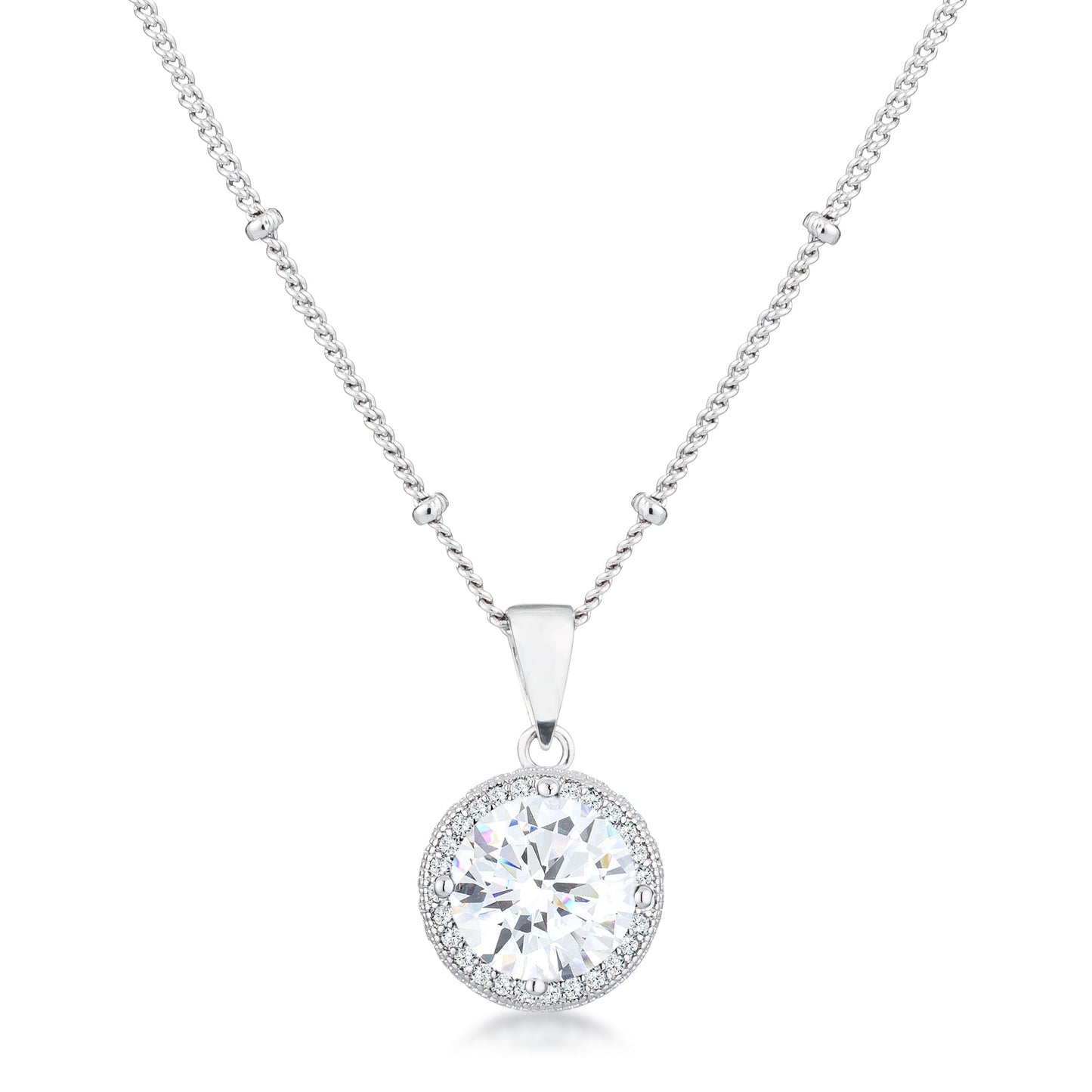 Lyra Round Halo Necklace | Clear