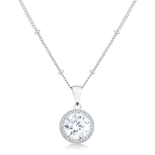 Lyra Round Halo Necklace | Clear