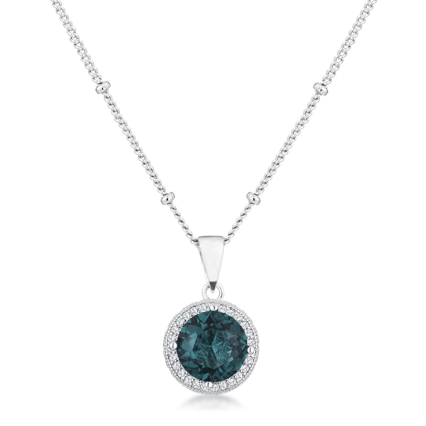 Lyra Round Halo Necklace | Emerald