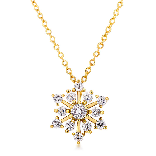 Crystal Snowflake Necklace| Gold