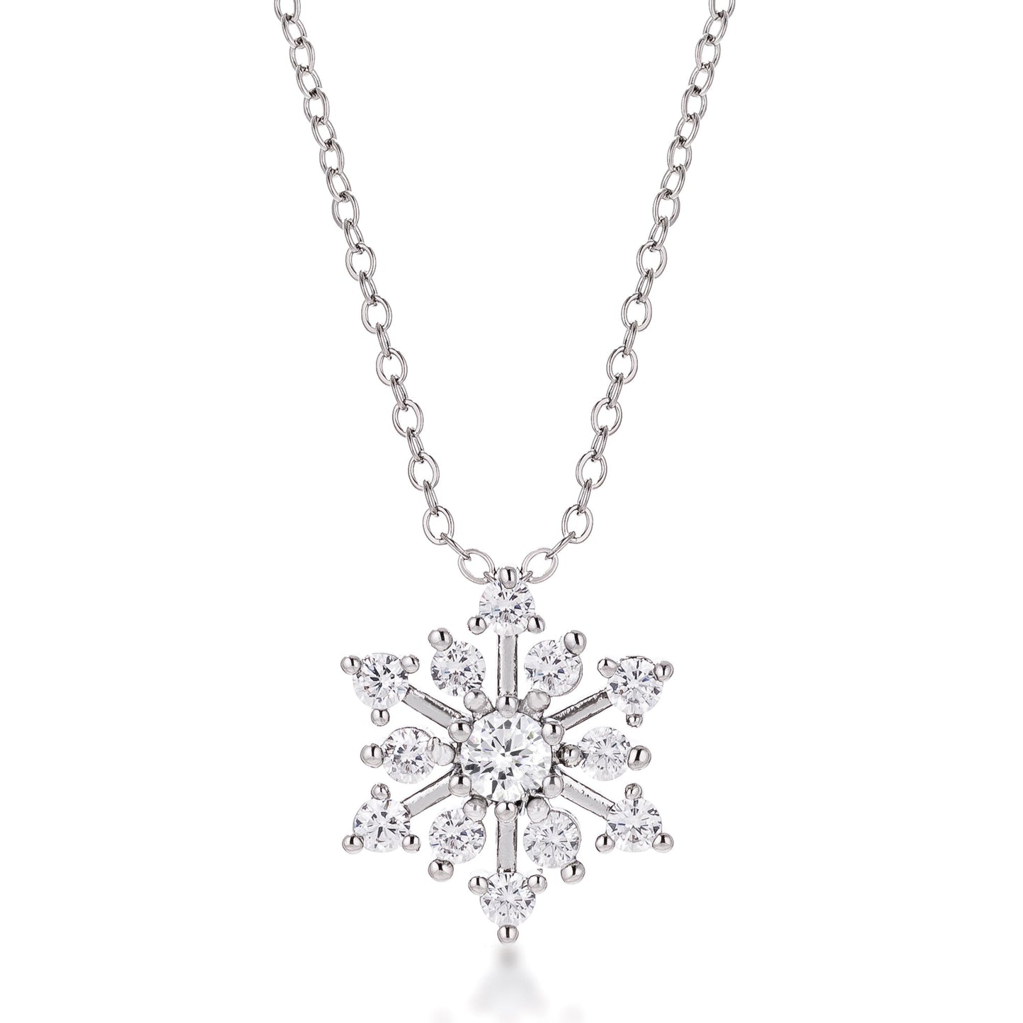 Crystal Snowflake Necklace | Silver