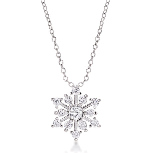 Crystal Snowflake Necklace | Silver