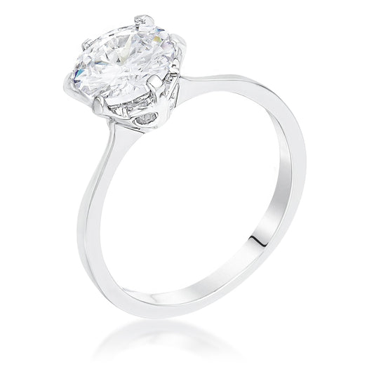 Arlene 2Ct Round Cut Scallop Solitaire Ring | Silver