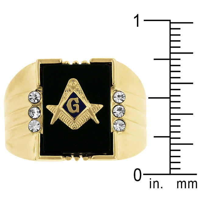 Onyx Masonic Mens Ring