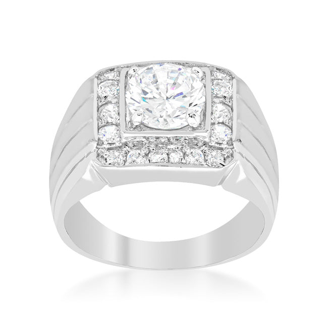 Mens Two-tone Finish Cubic Zirconia Ring