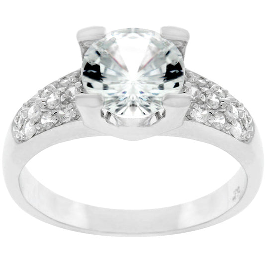 Classic Clear Engagement Ring | Silver