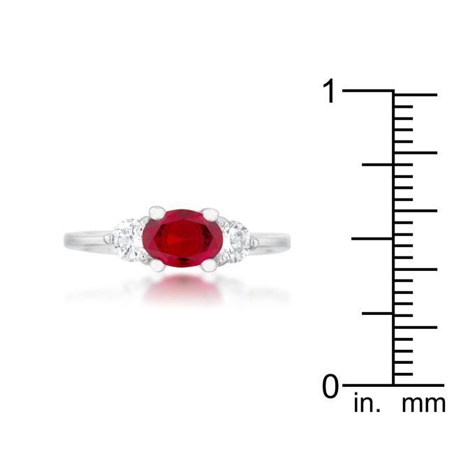 Miranna 1.2ct Garnet CZ Rhodium Classic Oval Ring