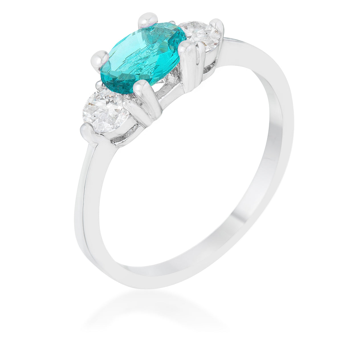 Mariah 1.2ct CZ Rhodium Aqua Simple Classic Ring