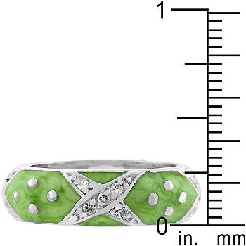 Marbled Apple Green Enamel Ring